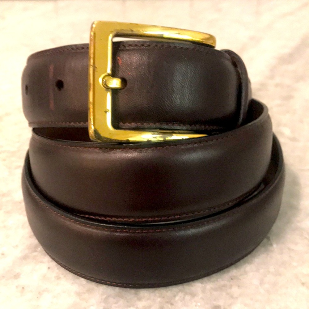 Roundtree & Yorke Brown Leather Belt Mens‎ Size 40 Gold Buckle